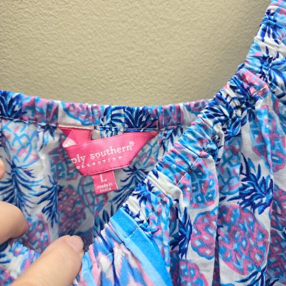 Simply Southern NWT Pineapple Print Ruffle Sleeves Tiered Dress Size Large - Picture 5 of 7